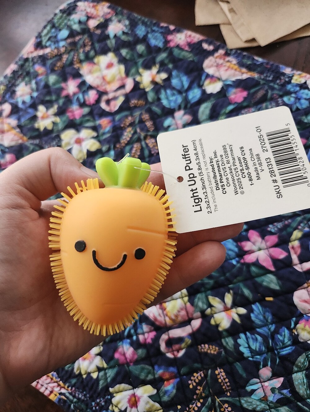 Light Up Puffer Carrot Toy - Orange